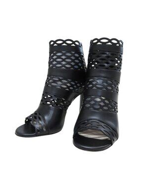 Christian Dior Tattoo Cutwork Open Toe Leather Booties Sandals 35 1/2 D